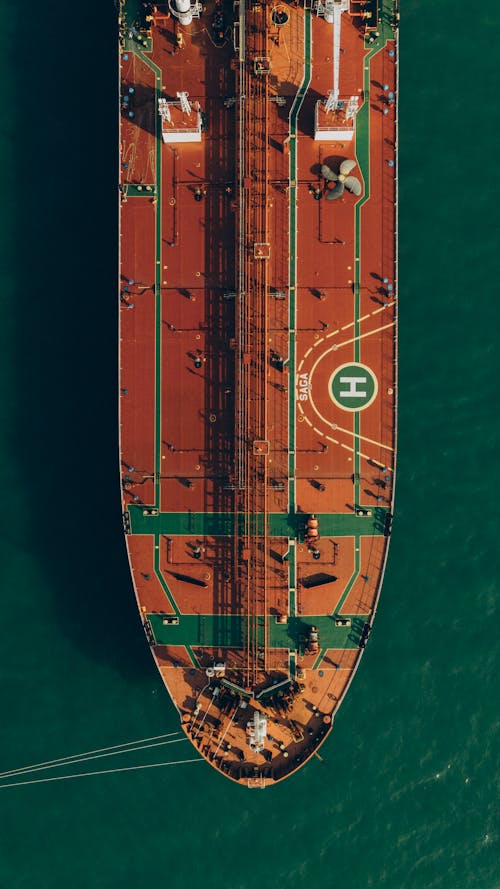 free photo of aerial view of cargo ship at sea in georgia